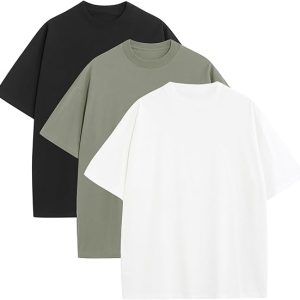 Mens Oversized T-Shirts Fashion Loose Fit Crewneck Tshirt Streetwear Heavyweight Short Sleeve Tee Shirt Gym Workout Tops