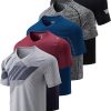 Liberty Pro 5 Pack Mens V-Neck Dry Fit T-Shirts, Active Athletic Short Sleeve Workout Tops, Performance Gym Tees (Available in Plus Size)