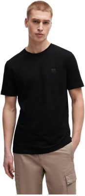 BOSS Mens Tales Logo-Patch T-Shirt in Cotton Jersey